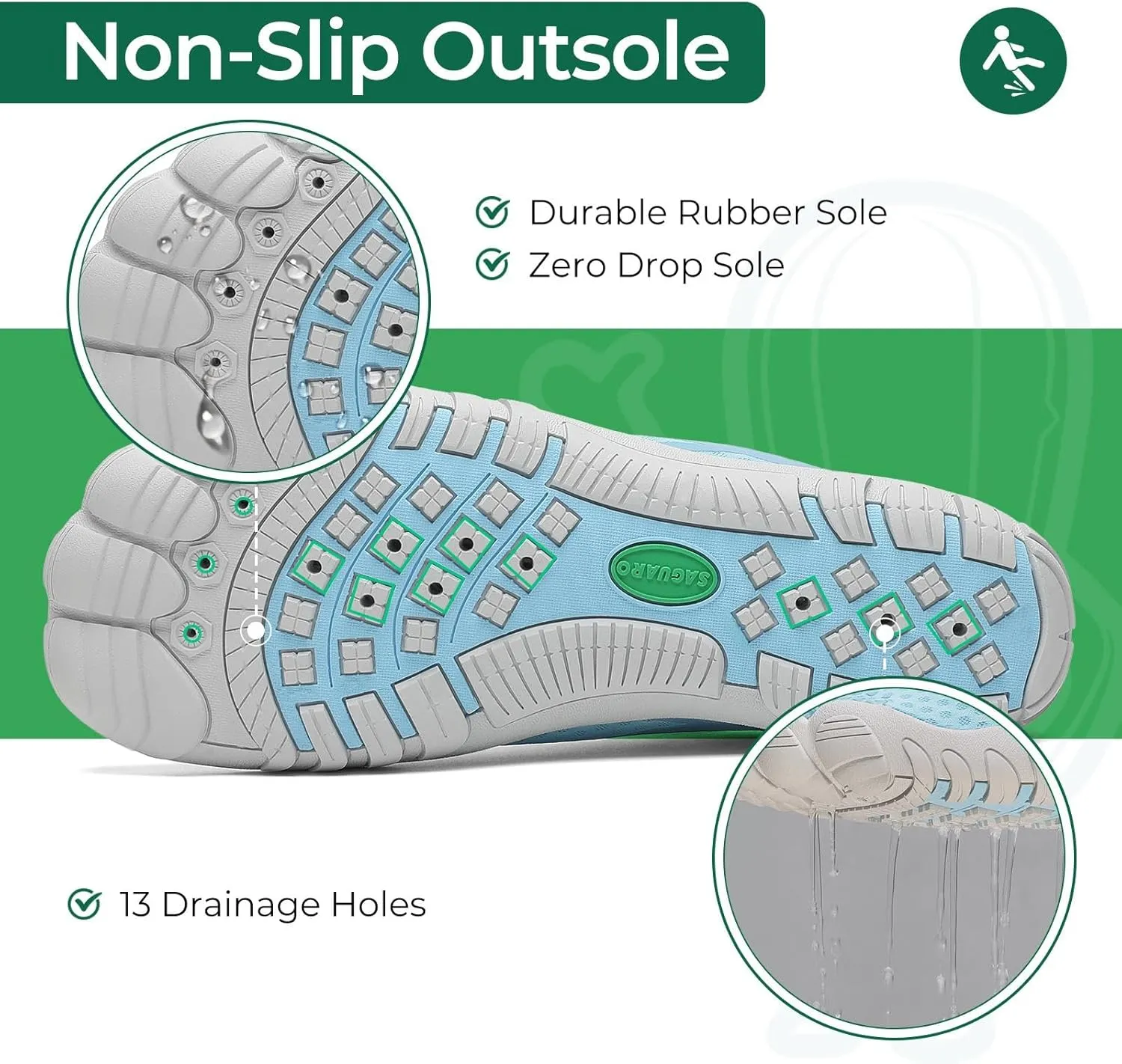 SAGUARO Quick-Dry Water Shoes for Women – Wide Toe Box Barefoot Shoes, Lightweight Breathable for Beach, Swimming and Outdoor Activities Size 6-11.5