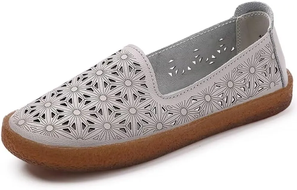 SAILING LU Women's Ballet Flat Round Toe Dress Shoes Casual Anti-Slip Slip On Hollow Rope Loafer