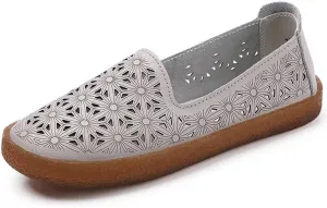 SAILING LU Women's Ballet Flat Round Toe Dress Shoes Casual Anti-Slip Slip On Hollow Rope Loafer