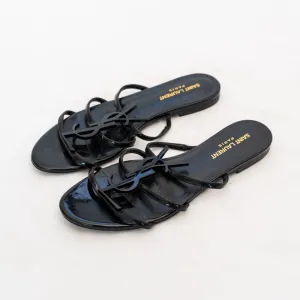 Saint Laurent Black Cassandra Flat Sandals  38