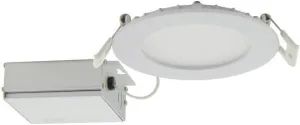 Satco CCT Selectable LED Slim-Fit Flat Lens Downlight with Remote Driver, 4 Inch Round, White