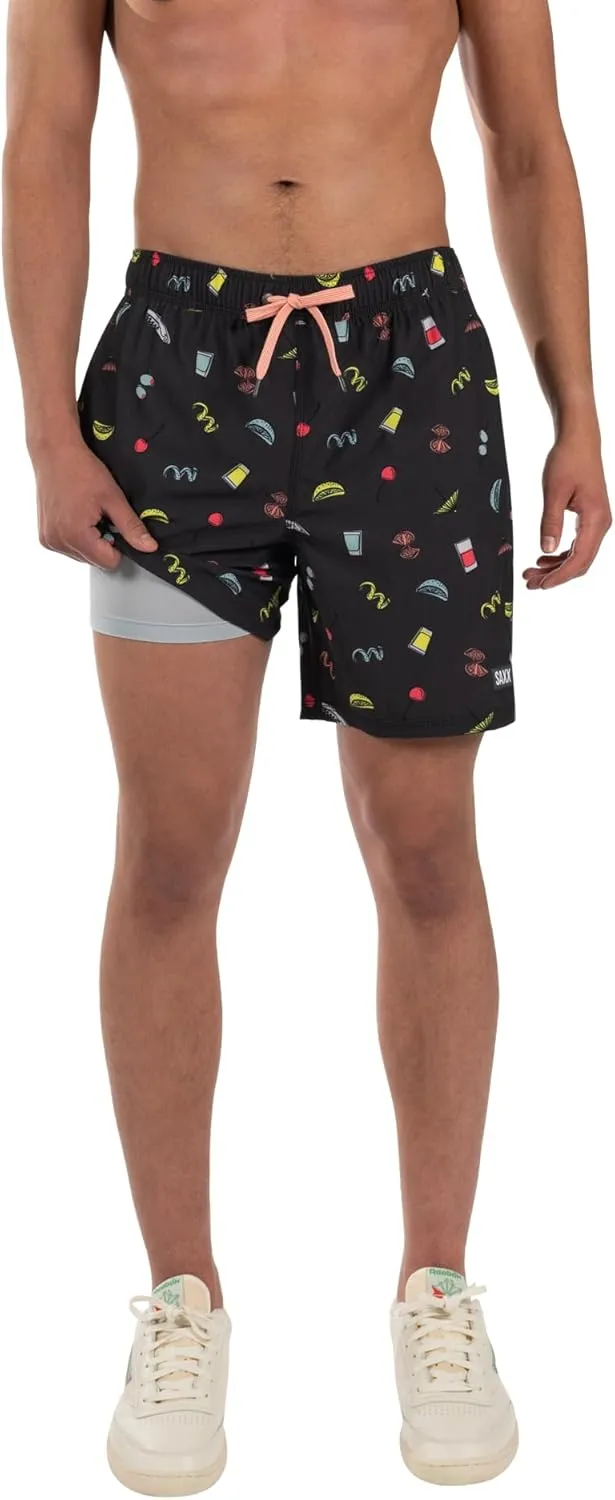 SAXX Underwear Co. Men's Oh Buoy 2N1 Volley 7" with Built-in Pouch Support, Fashion