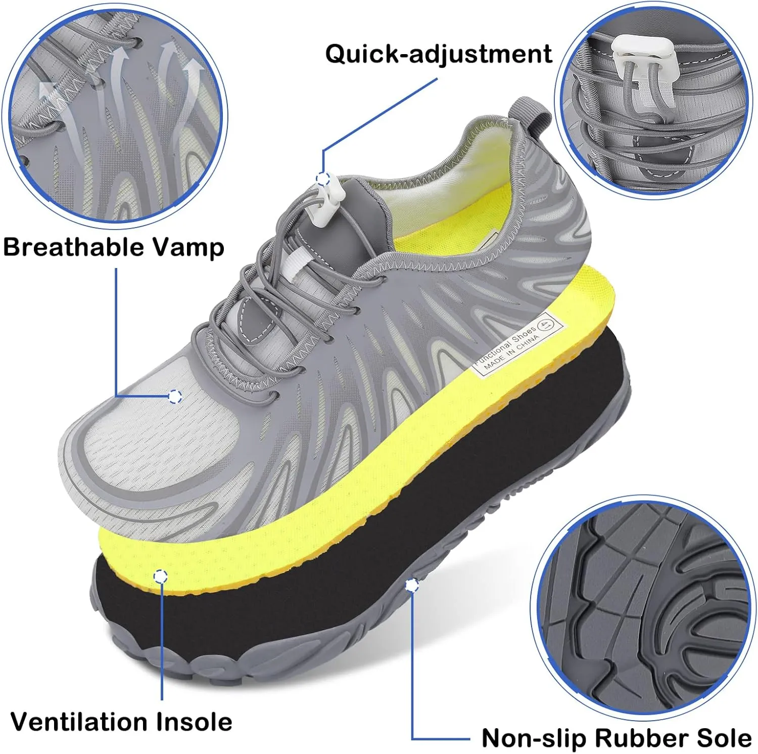 Scurtain Unisex Mens Womens Athletic Hiking Water Shoes Quick Dry Barefoot Aqua Shoes Swim Shoes Beach Shoes with Drainage