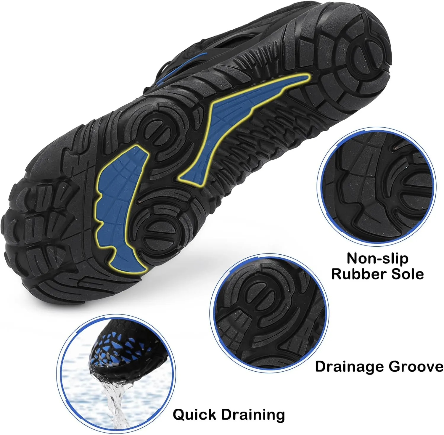 Scurtain Unisex Mens Womens Athletic Hiking Water Shoes Quick Dry Barefoot Aqua Shoes Swim Shoes Beach Shoes with Drainage