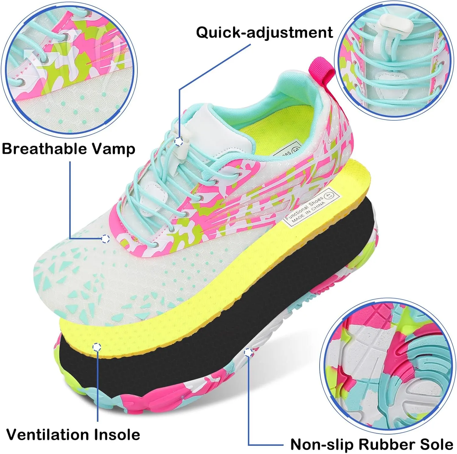 Scurtain Unisex Mens Womens Athletic Hiking Water Shoes Quick Dry Barefoot Aqua Shoes Swim Shoes Beach Shoes with Drainage