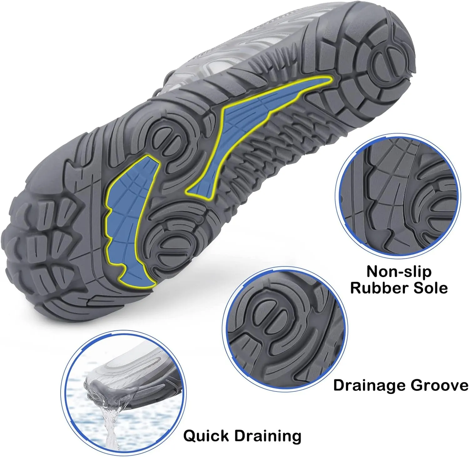 Scurtain Unisex Mens Womens Athletic Hiking Water Shoes Quick Dry Barefoot Aqua Shoes Swim Shoes Beach Shoes with Drainage