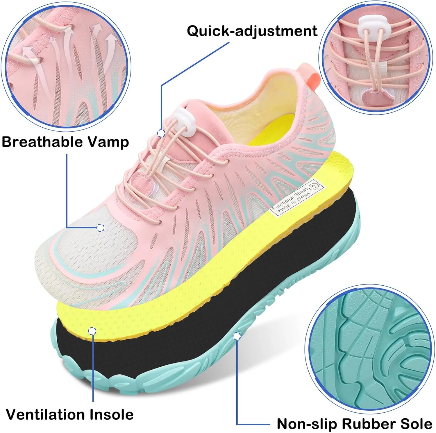 Scurtain Unisex Mens Womens Athletic Hiking Water Shoes Quick Dry Barefoot Aqua Shoes Swim Shoes Beach Shoes with Drainage