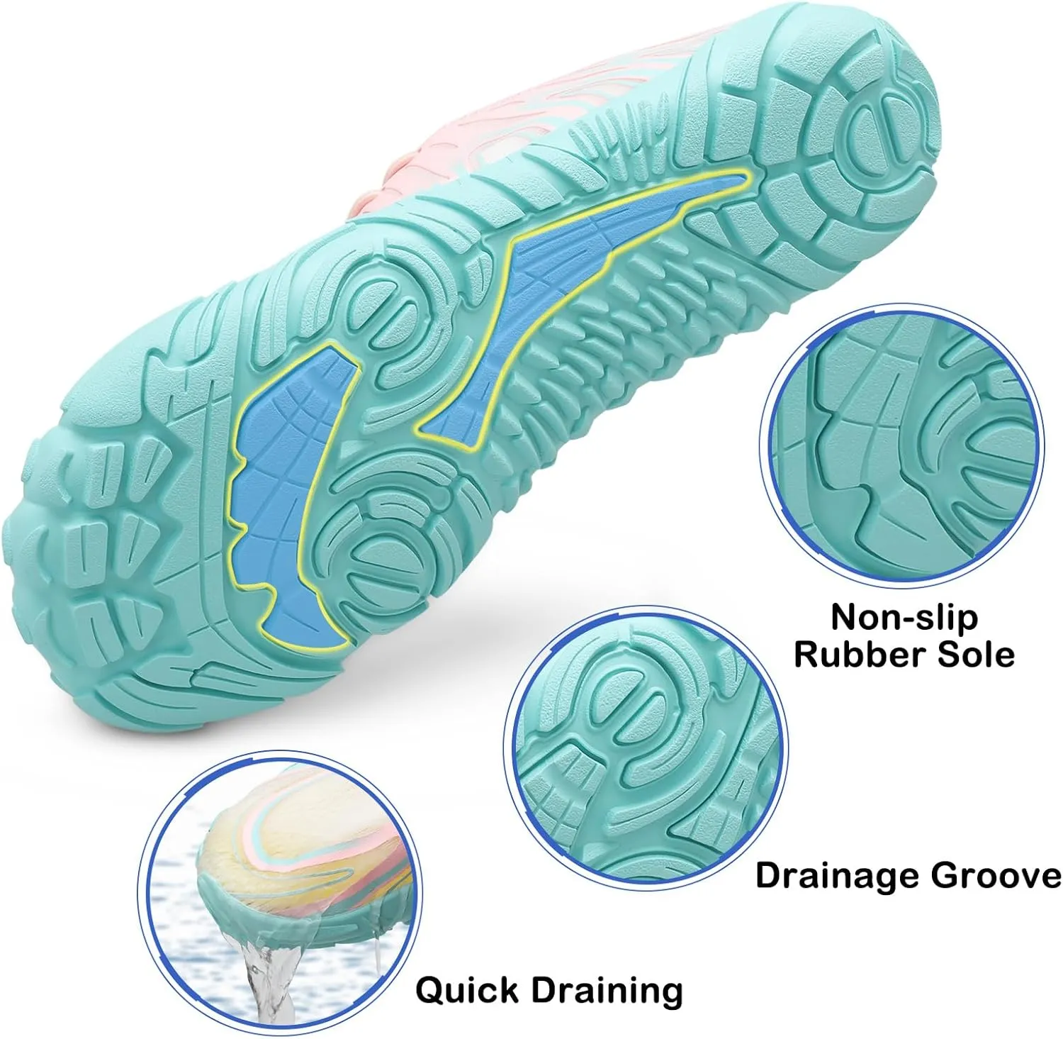 Scurtain Unisex Mens Womens Athletic Hiking Water Shoes Quick Dry Barefoot Aqua Shoes Swim Shoes Beach Shoes with Drainage