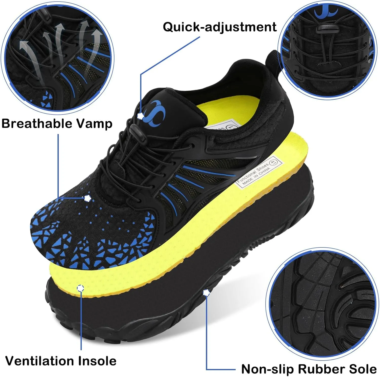 Scurtain Unisex Mens Womens Athletic Hiking Water Shoes Quick Dry Barefoot Aqua Shoes Swim Shoes Beach Shoes with Drainage