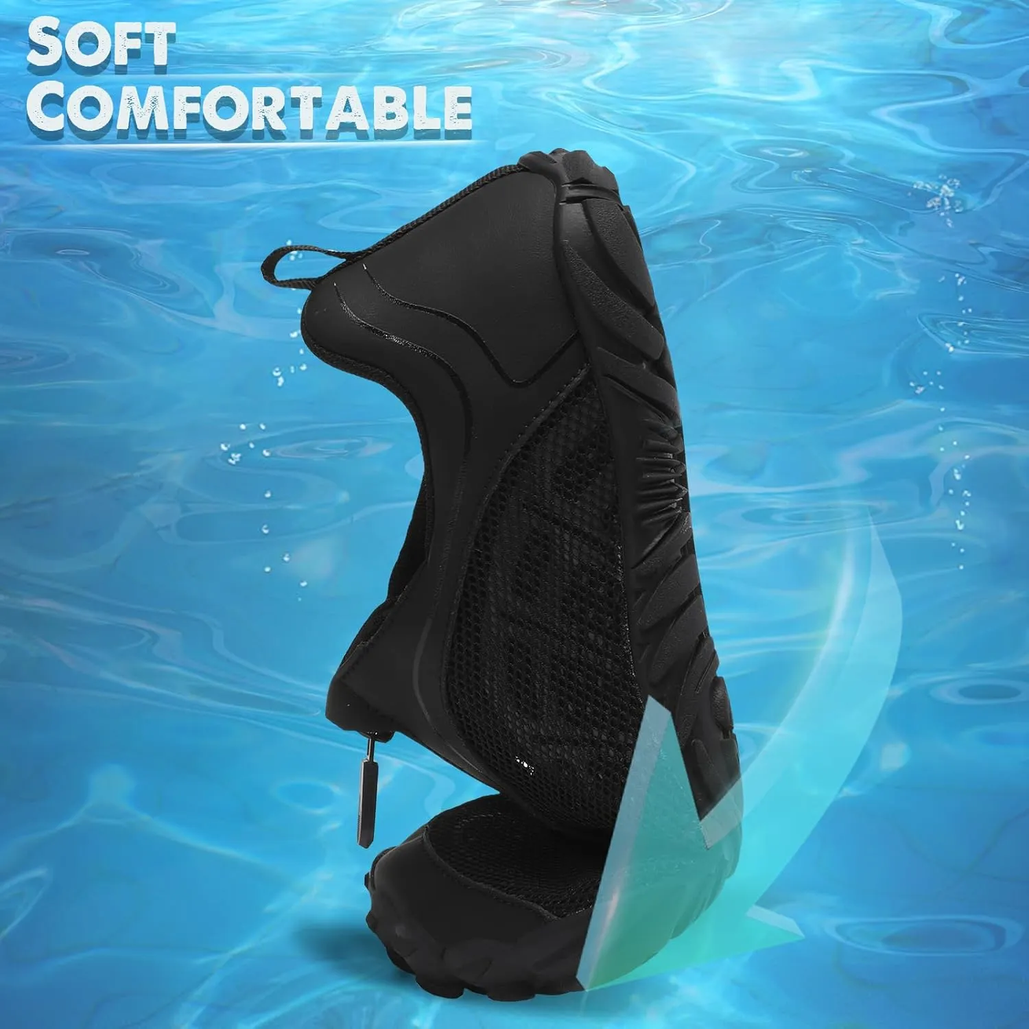 Scurtain Unisex Mens Womens Water Shoes Athletic Sports Aqua Shoes Barefoot Hiking Water Shoes Quick Dry Yoga Pool Swim Surf Beach Walking Shoes with Zipper