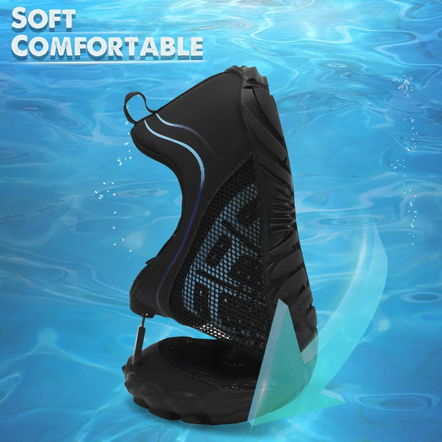 Scurtain Unisex Mens Womens Water Shoes Athletic Sports Aqua Shoes Barefoot Hiking Water Shoes Quick Dry Yoga Pool Swim Surf Beach Walking Shoes with Zipper
