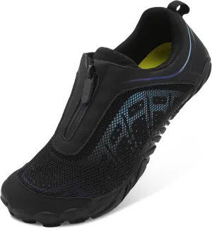 Scurtain Unisex Mens Womens Water Shoes Athletic Sports Aqua Shoes Barefoot Hiking Water Shoes Quick Dry Yoga Pool Swim Surf Beach Walking Shoes with Zipper