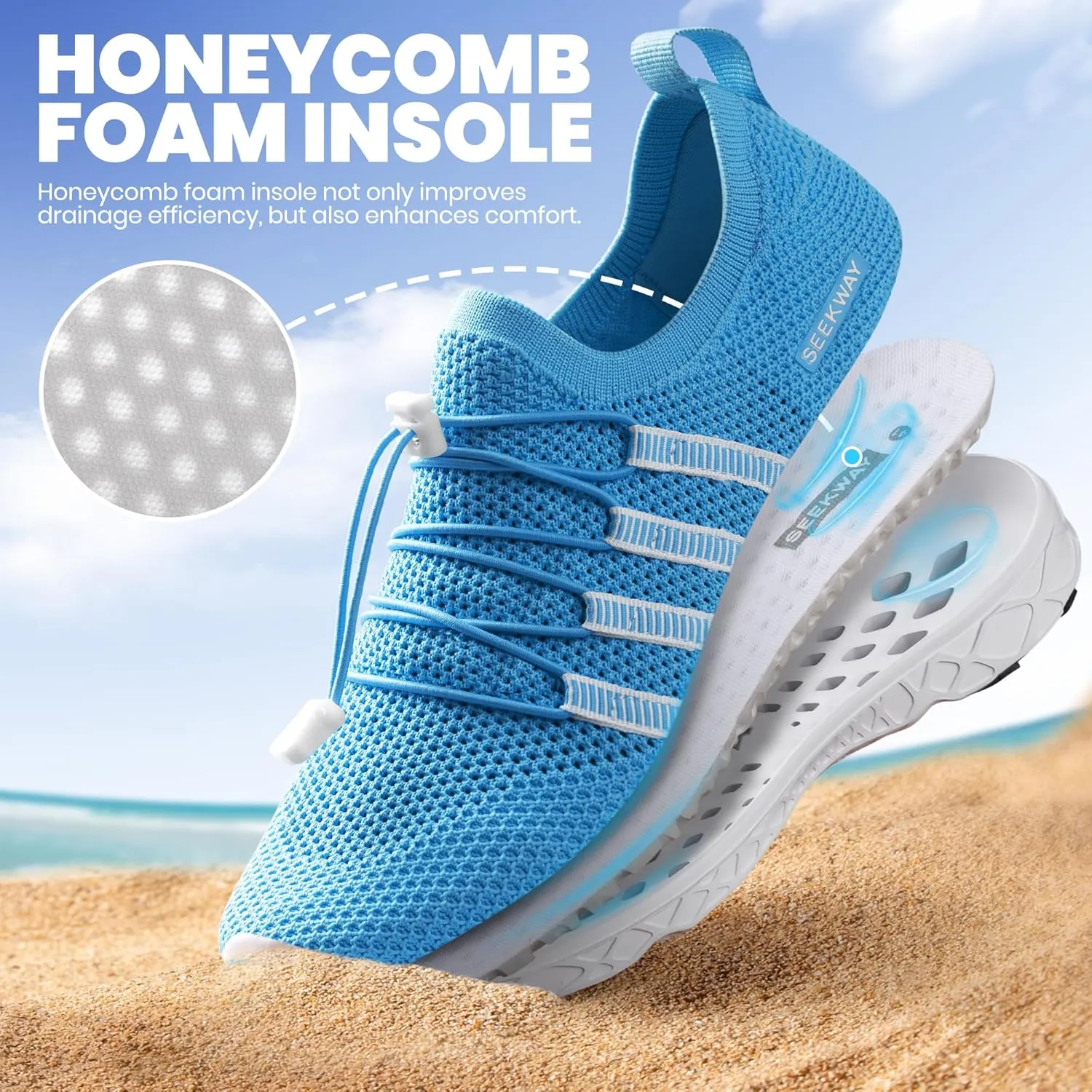 SEEKWAY Mens Womens Water Shoes Quick Dry Aqua Shoes Barefoot for Beach Surf Hiking Pool Water Sports
