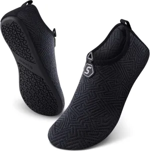 SEEKWAY Water Shoes Quick-Dry Aqua Socks Barefoot Slip-on for Beach Pool Swim River Yoga Lake Surf Women Men Black SK001