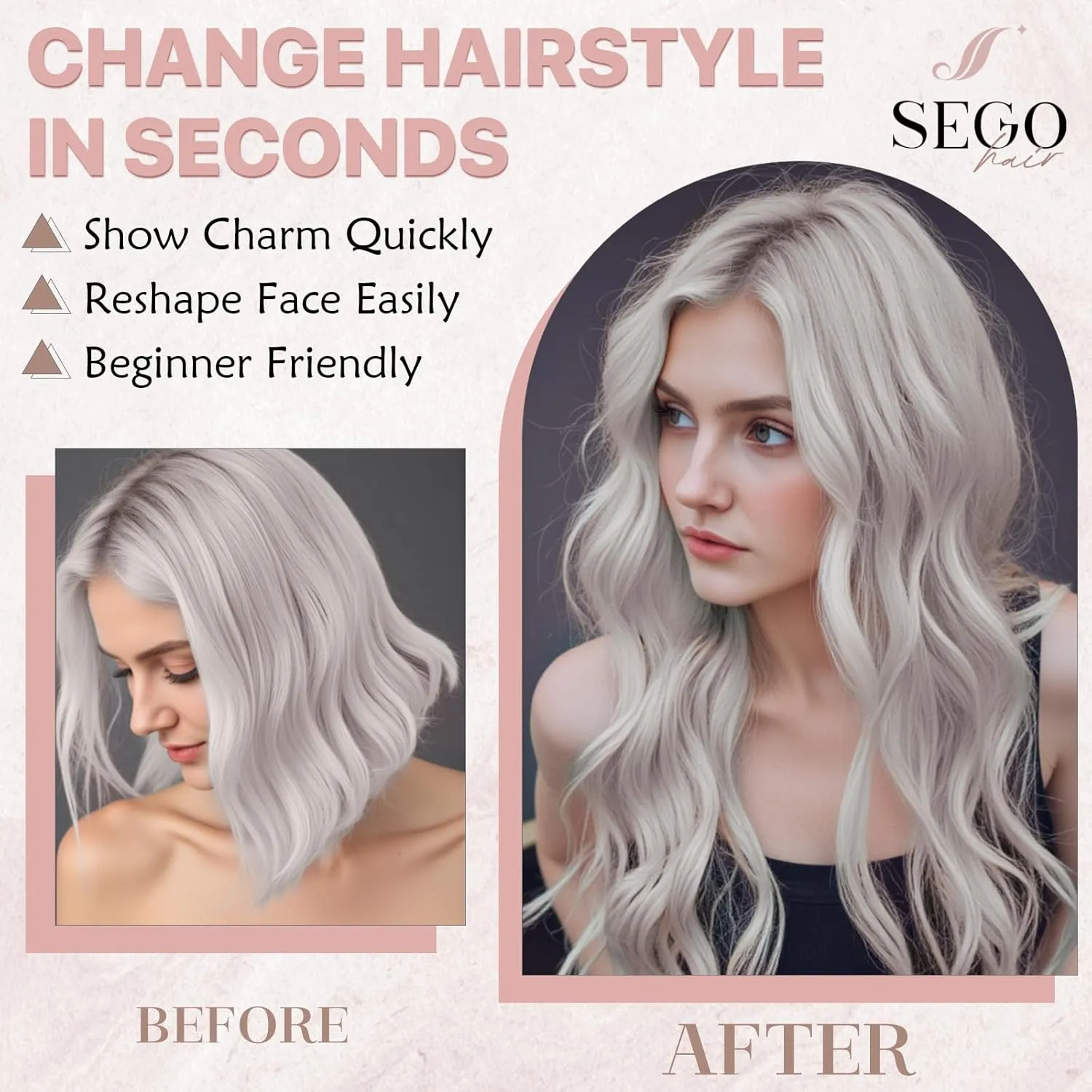SEGO One Pieces 5 Clips in Hair Extensions Wavy Natural Soft Synthetic Hairpieces for Women Hair Clip Extensions for Women,24inch Black Brown Mixed Dark Blonde,180g