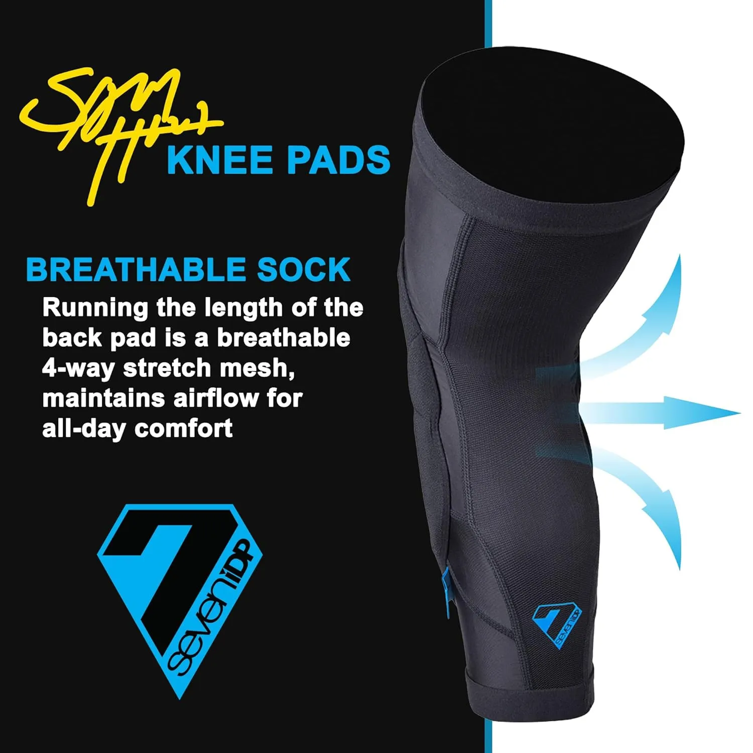Seven iDP 7iDP Sam Hill Knee Pads - MTB Protection for Enduro, Trail & Downhill - Breathable, Flexible, Compression Fit (X-Large)