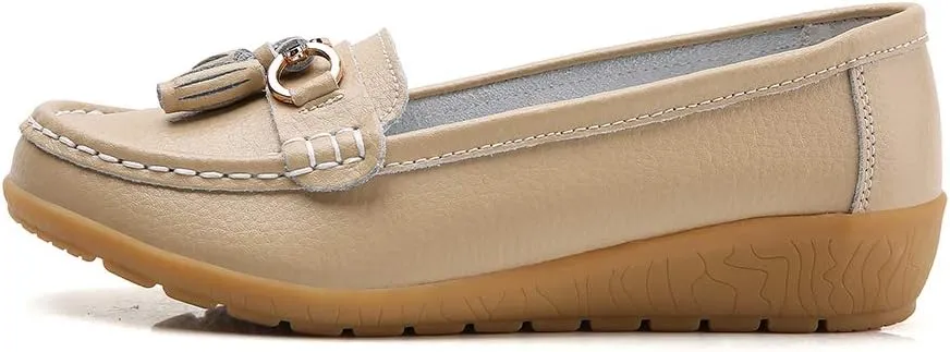 Shoes Loafers for Women Classic Leather Loafers Casual Slip-On Boat Shoes ComfortWalking Moccasins Soft Sole Shoes