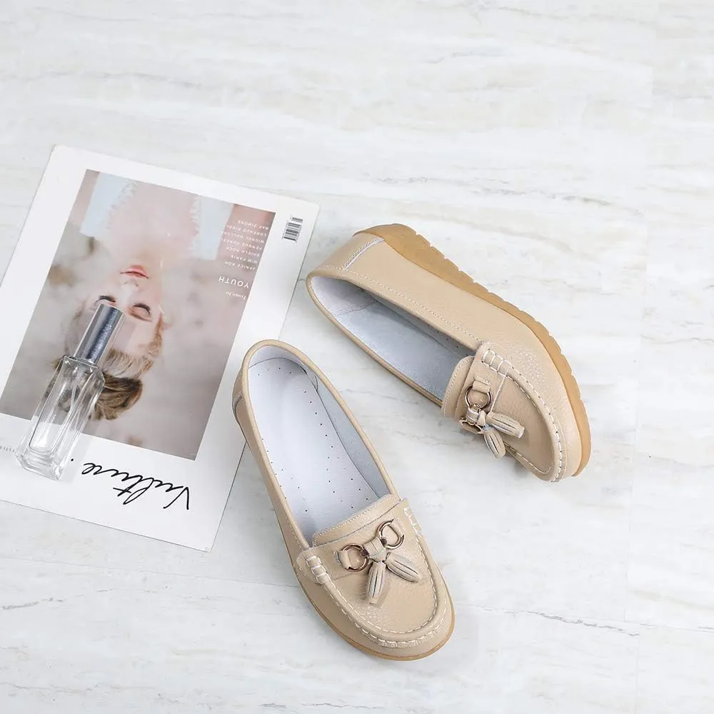 Shoes Loafers for Women Classic Leather Loafers Casual Slip-On Boat Shoes ComfortWalking Moccasins Soft Sole Shoes
