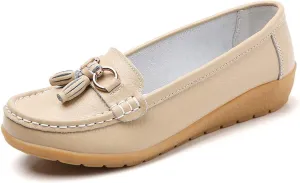 Shoes Loafers for Women Classic Leather Loafers Casual Slip-On Boat Shoes ComfortWalking Moccasins Soft Sole Shoes