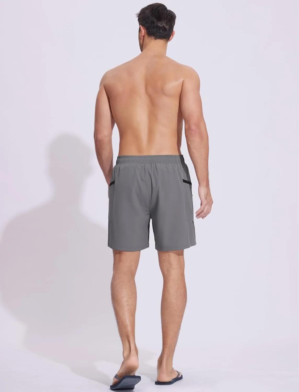SILKWORLD Men's Swim Trunks Quick Dry Swimming Shorts 6 Inch Bathing Suits with Compression Liner and Zipper Pockets