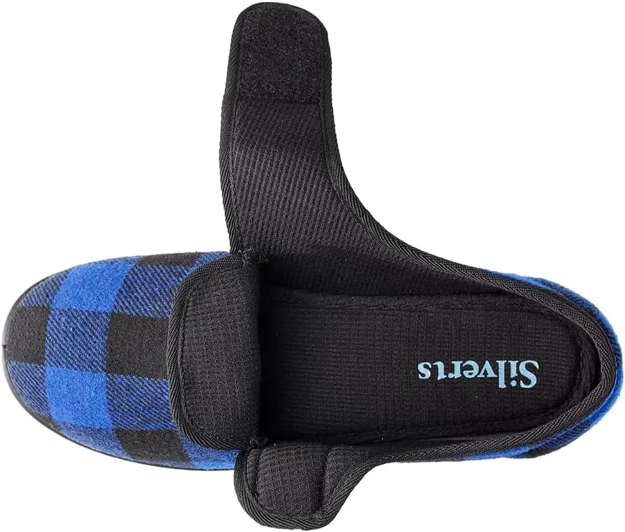 Silvert's Adaptive Clothing & Footwear Men’s Wide & Comfy Easy Closure Slippers for Seniors