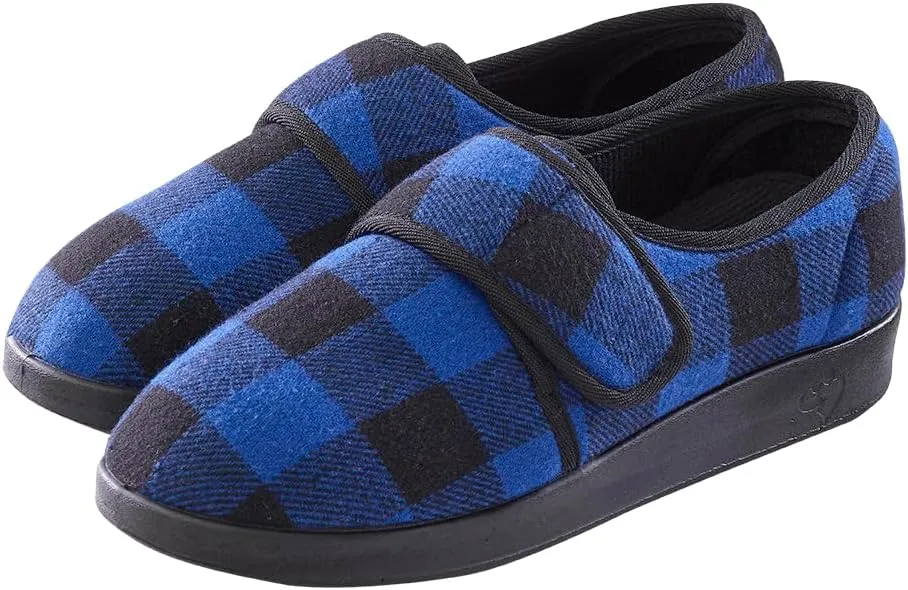 Silvert's Adaptive Clothing & Footwear Men’s Wide & Comfy Easy Closure Slippers for Seniors