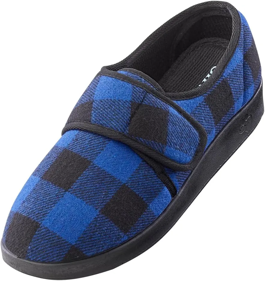 Silvert's Adaptive Clothing & Footwear Men’s Wide & Comfy Easy Closure Slippers for Seniors