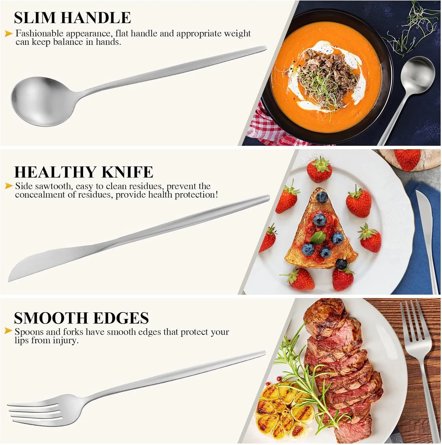 Silverware Set for 6, 30 Piece Flatware Set, Cutlery Tableware set Include Spoons And Forks Set, Stainless Steel Utensil Set, Matte polished Finish, Dishwasher Safe