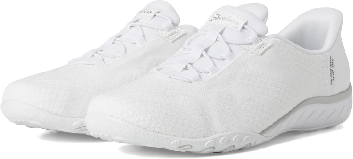 Skechers Modern Comfort Women's Women's Breathe Easy-Knitty Waves Hands Free Slip-Ins Sneaker, White, 8.5