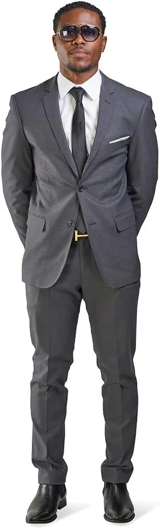 Slim Fit Men Suit Micro Textured Weave 2 Button Notch Collar AZAR 11812
