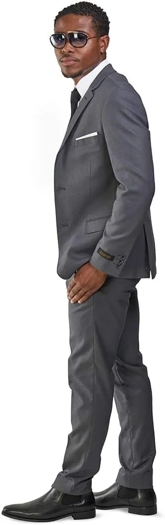 Slim Fit Men Suit Micro Textured Weave 2 Button Notch Collar AZAR 11812