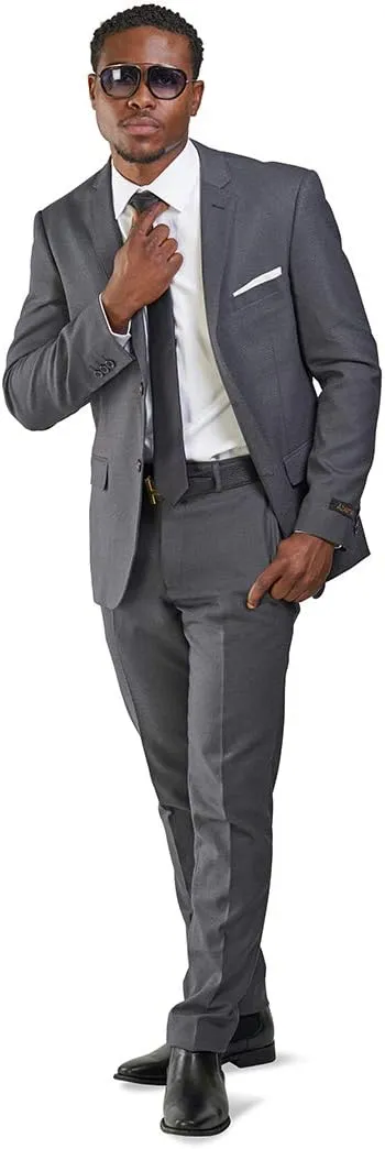 Slim Fit Men Suit Micro Textured Weave 2 Button Notch Collar AZAR 11812