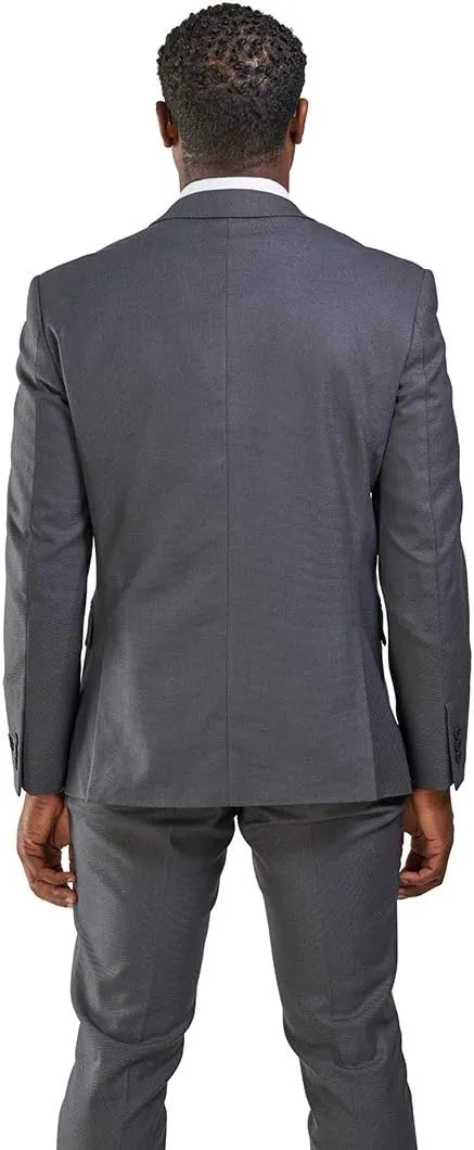 Slim Fit Men Suit Micro Textured Weave 2 Button Notch Collar AZAR 11812