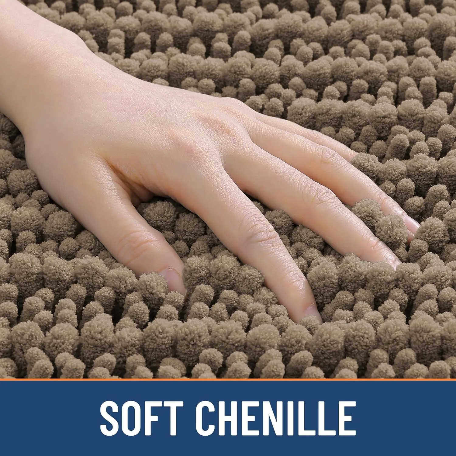 Smiry Bathroom Rugs Mat 24x16, Extra Soft Absorbent Chenille Bath Rugs, Non Slip Rubber Backing Machine Washable Quick Dry Bath Mats for Bathroom Floor, Tub, Shower, Home Decor Accessories, Camel