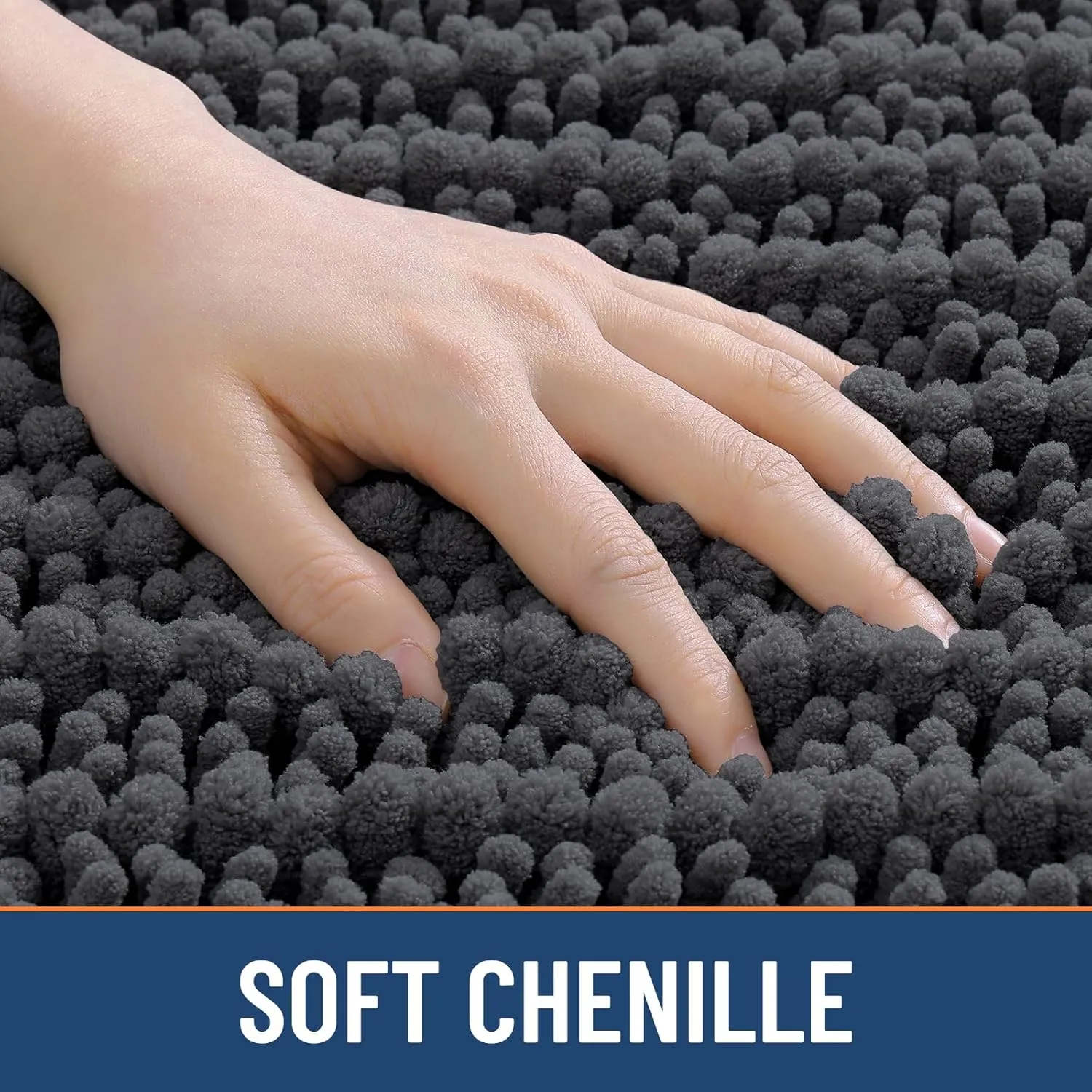 Smiry Bathroom Rugs Mat 30x20, Extra Soft Absorbent Chenille Bath Rugs, Non Slip Rubber Backing Machine Washable Quick Dry Bath Mats for Bathroom Floor, Tub, Shower, Home Decor Accessories, Dark Grey