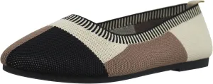 SOBEYO Ballet Flats Comfort Soft-Sole Breathable Sweater Fabric Lightweight Round Toe Shoes