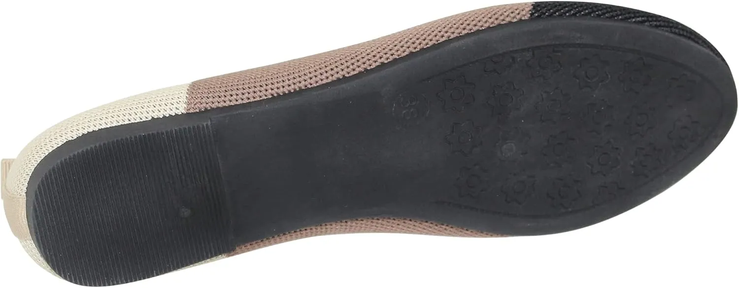 SOBEYO Ballet Flats Comfort Soft-Sole Breathable Sweater Fabric Lightweight Round Toe Shoes