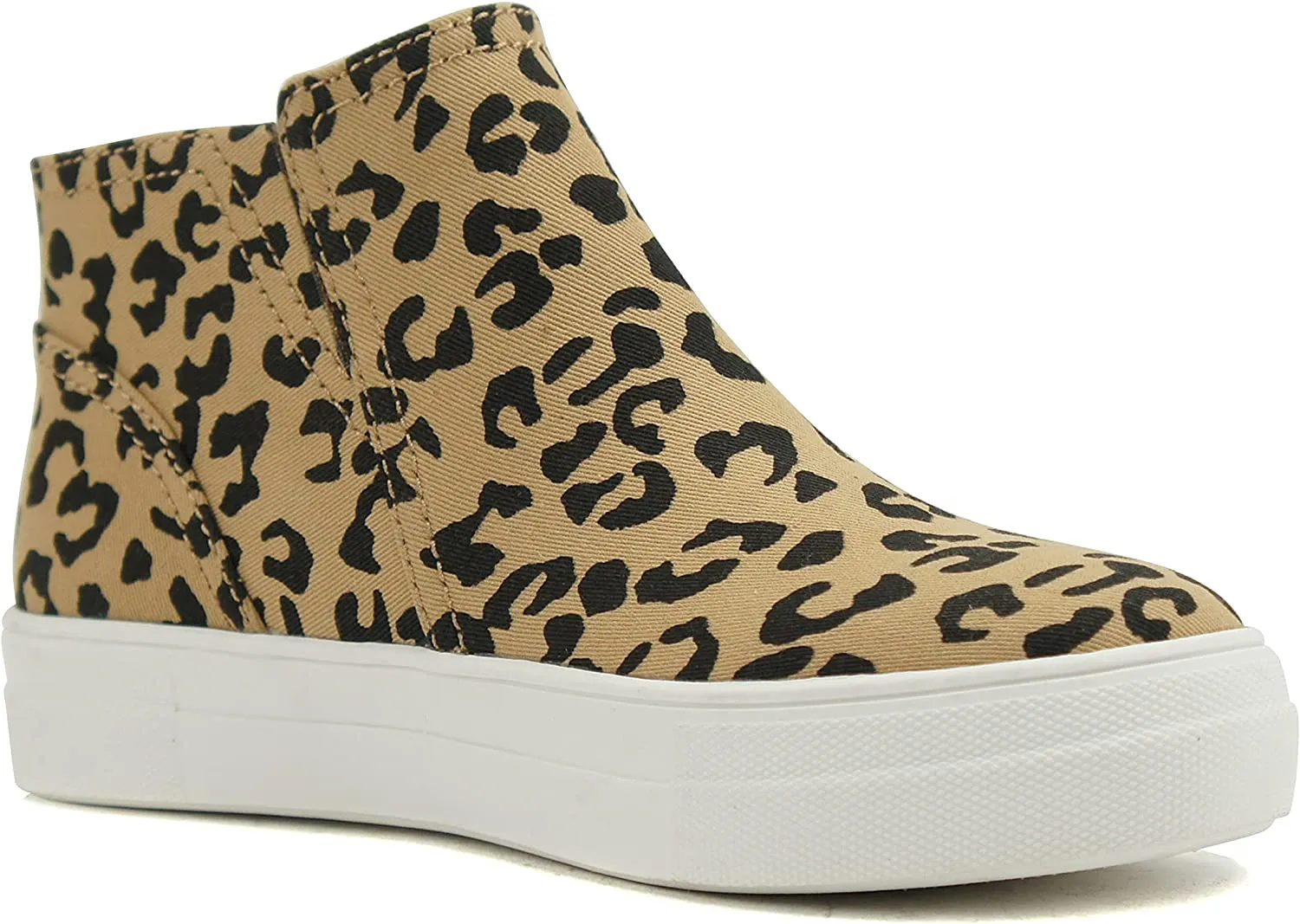 Soda Route Women High Top Fashion Sneaker Shoes with Padded Sole & Side Zipper (L-TAN Bobcat, Numeric_8)