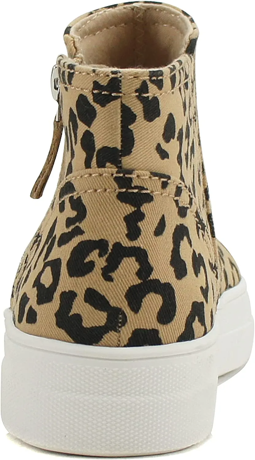Soda Route Women High Top Fashion Sneaker Shoes with Padded Sole & Side Zipper (L-TAN Bobcat, Numeric_8)