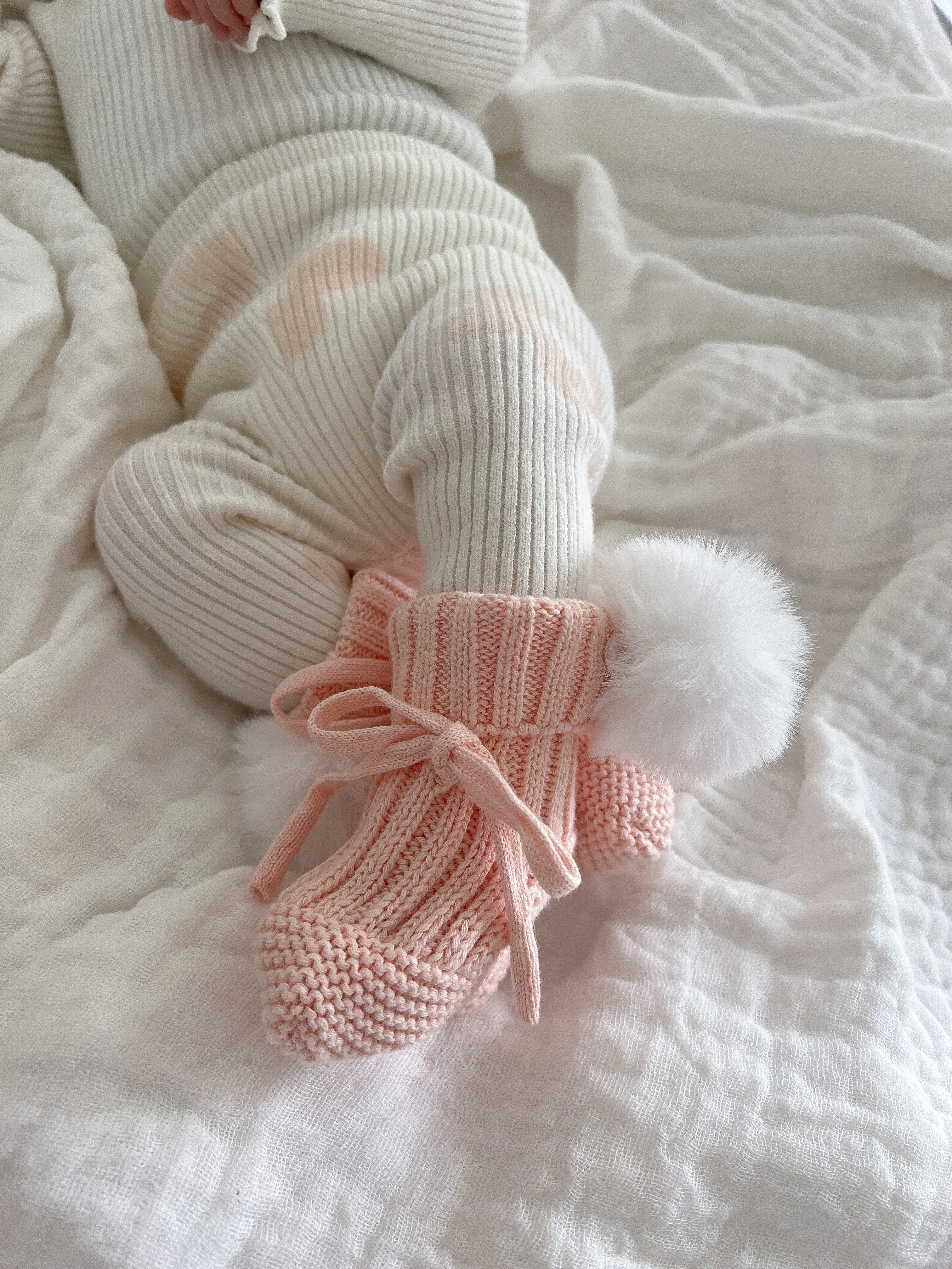 Soft Pink Pom Booties