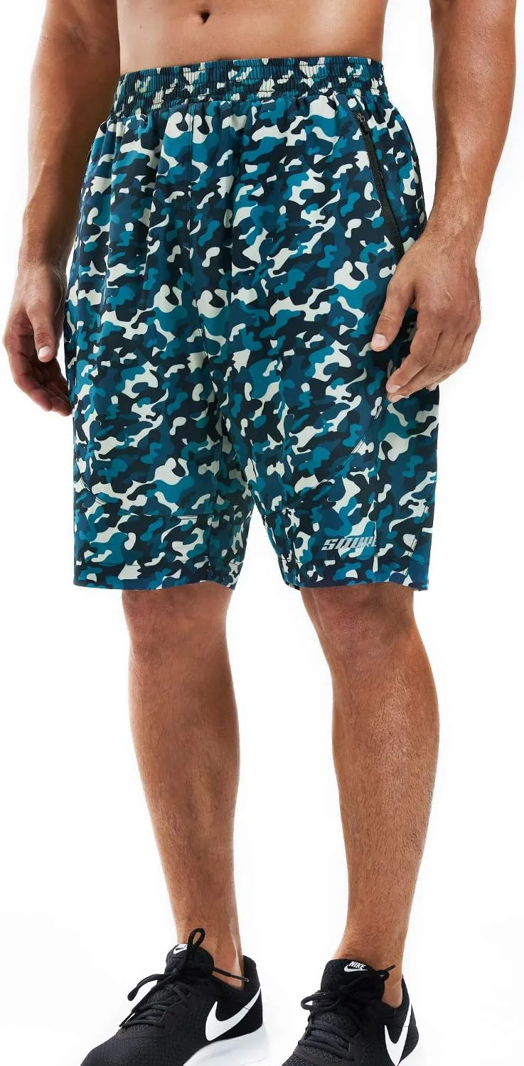 Souke Sports Men's 2 in 1 Workout Running Shorts 7" Quick Dry Gym Athletic Shorts Liner Zipper Pockets