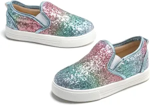 Sparkly Sneakers for Girls 3-12 Years Slip-On Comfort Fit Casual Princess Shoes