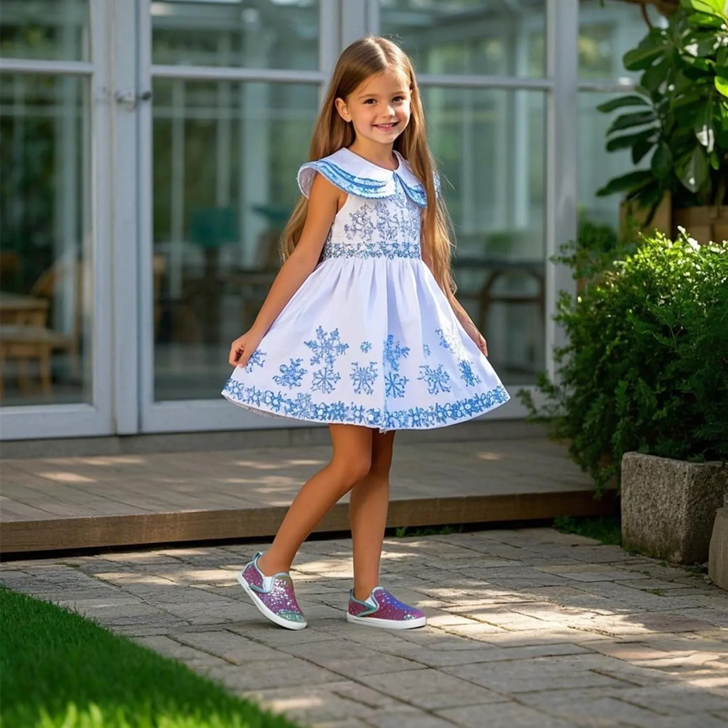 Sparkly Sneakers for Girls 3-12 Years Slip-On Comfort Fit Casual Princess Shoes
