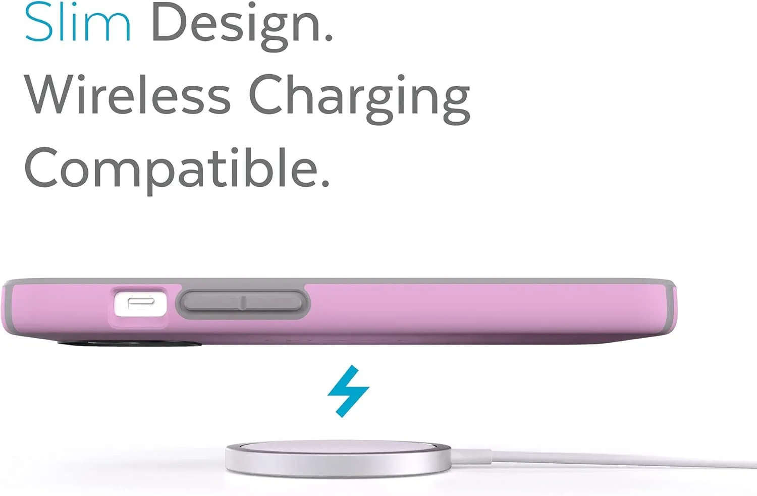 Speck MagSafe Case for iPhone 13 - Drop & Camera Protection, Soft-Touch Secure Grip, Wireless Charging Compatible, Fits All 6.1 Inch Models - Aurora Purple/Cathedral Grey