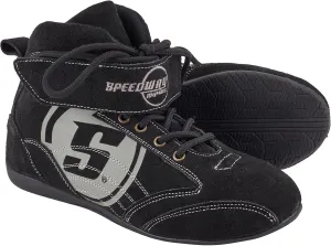 Speedway Motors Viper Mid-Top SFI 3.3/5 Racing Shoes, Size 11: Leather & FRC, Soft Compound Performance Sole, Reinforced Eyelets, Double Stitched, Hook-and-Loop Closure, Black with Gray Logo