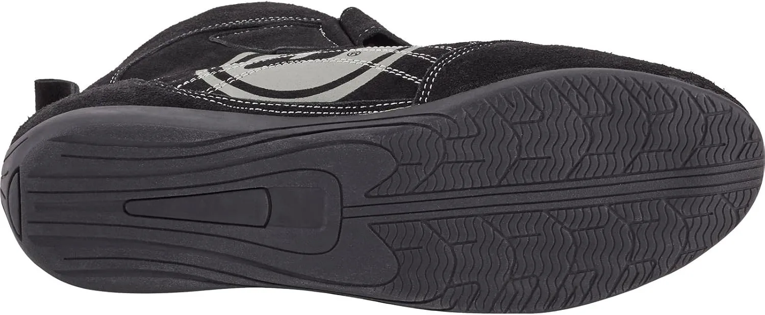 Speedway Motors Viper Mid-Top SFI 3.3/5 Racing Shoes, Size 11: Leather & FRC, Soft Compound Performance Sole, Reinforced Eyelets, Double Stitched, Hook-and-Loop Closure, Black with Gray Logo