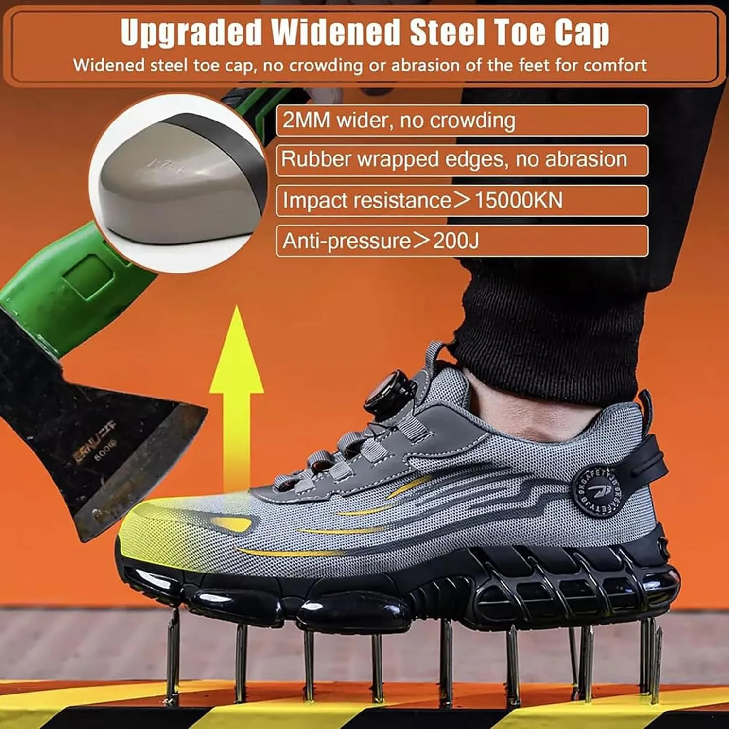 Steel Toe Shoes for Men Women - Slip & Puncture Resistant, Lightweight & Breathable for Construction, Hiking, Climbing | All-Day Comfort Safety Work Shoes