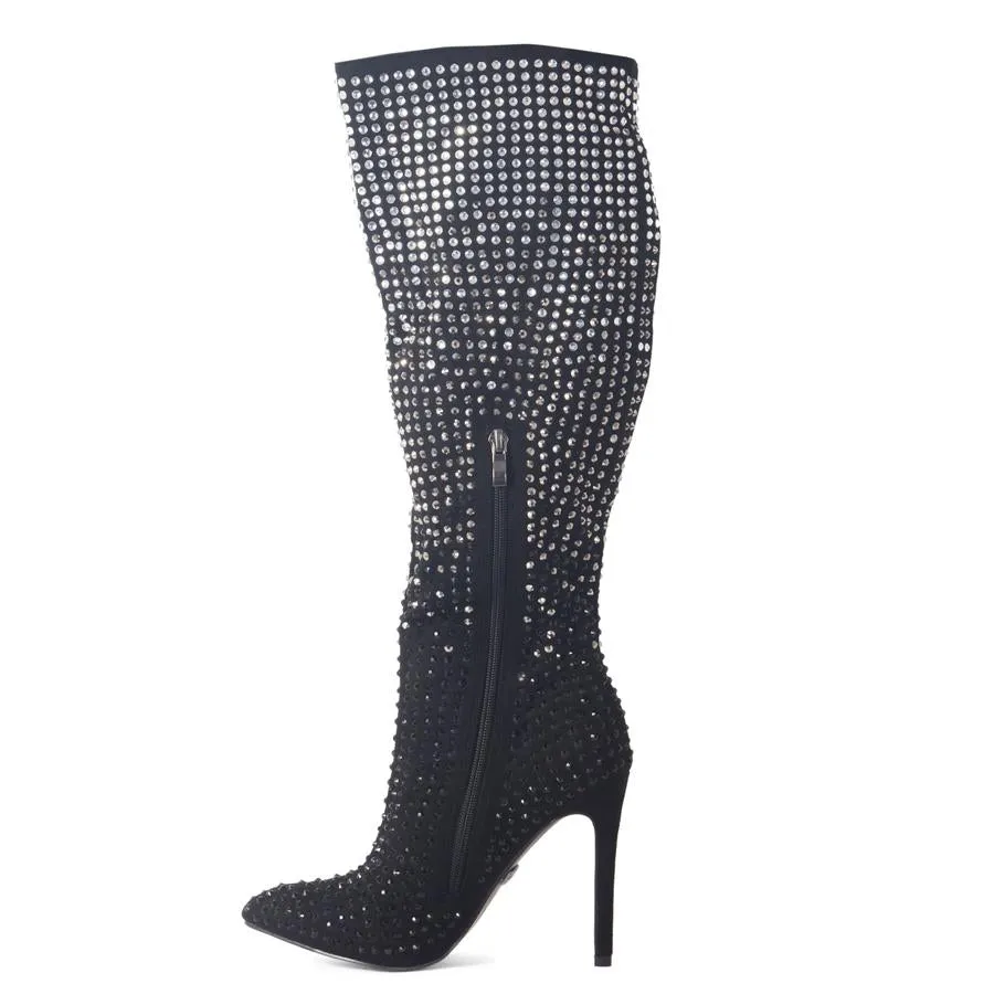 Stiletto Rhinestone Black Cost-efficient Knee Lauren Sparkle Lorraine Ombre Safe transactions Boots High MONA