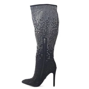 Stiletto Rhinestone Black Cost-efficient Knee Lauren Sparkle Lorraine Ombre Safe transactions Boots High MONA