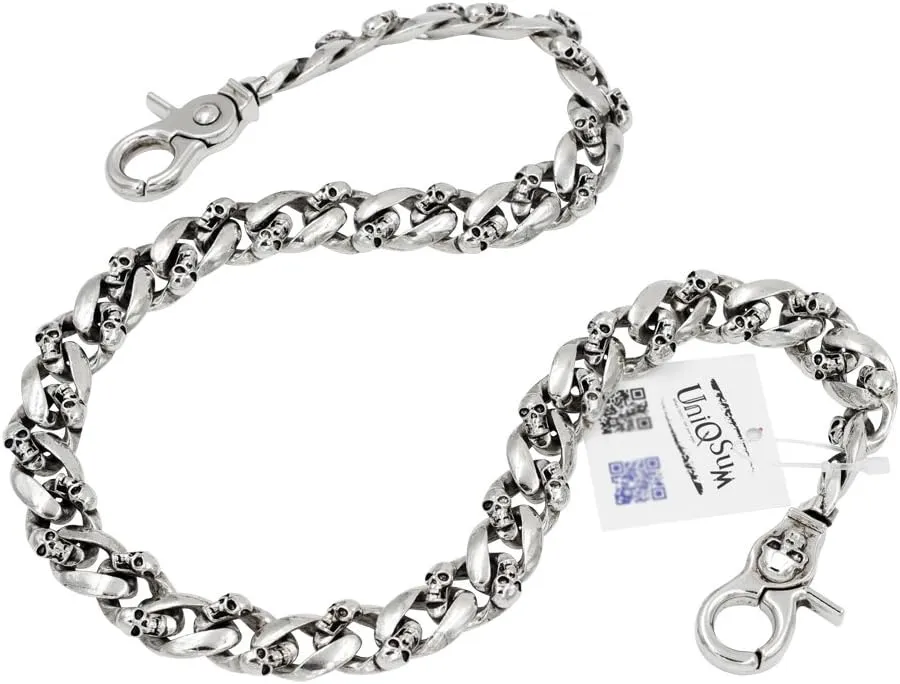 Strong Skull Flat Soft curved Leash wallet chain Biker Punk Key chain